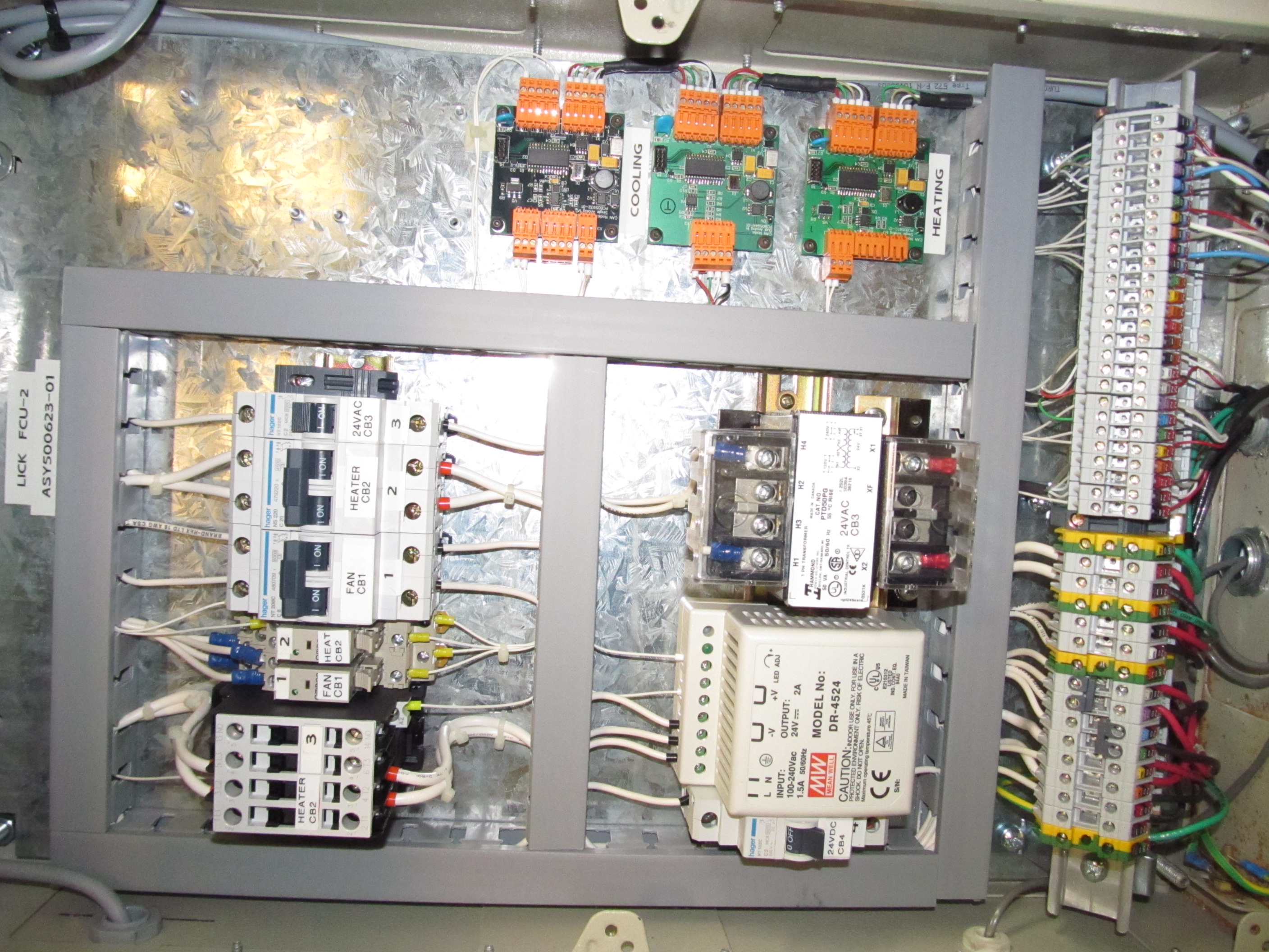 Interior of Fan Control Unit 2 fuse box.